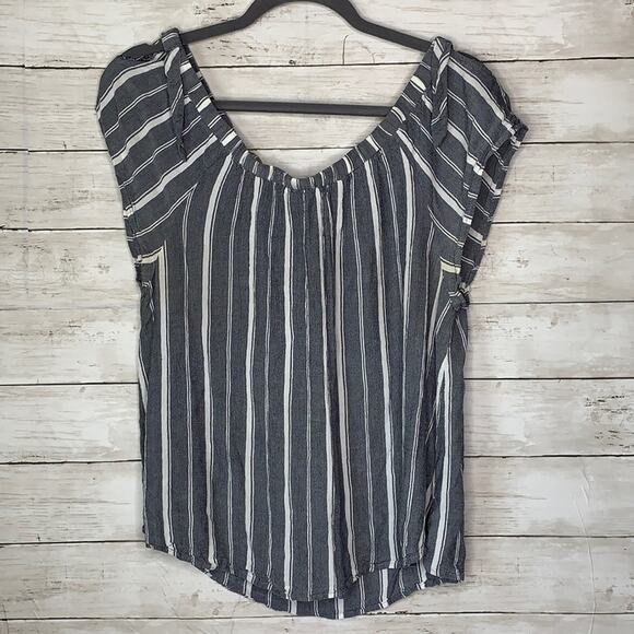 Maurices gray & white striped off the shoulder top - Picture 1 of 4
